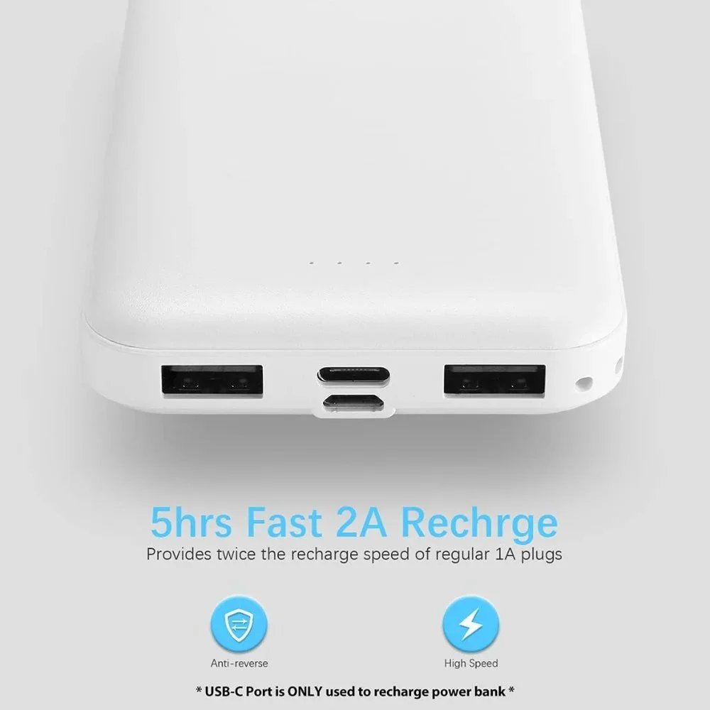 2-Pack Miady 10000mAh Dual USB Portable Charger, Fast Charging Power Bank